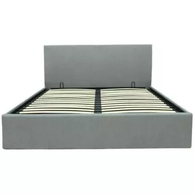 Lit coffre adulte MARTIN 160x200 cm Gris clair - Responsable FSC