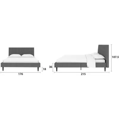 Lit adulte REMSEN - 160 x 200 cm - Gris foncé - Sommier inclus