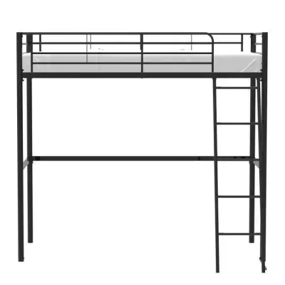 Lit mezzanine enfant ELIOT noir 90x190cm - Sommier inclus