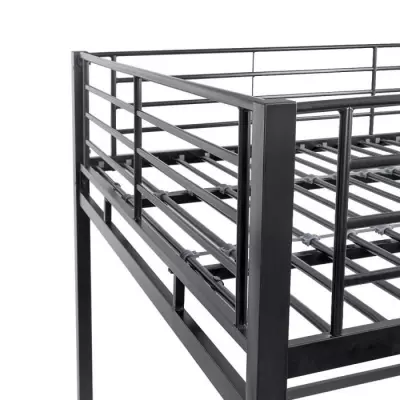 Lit mezzanine avec bureau en métal époxy - Noir - 140x190 cm