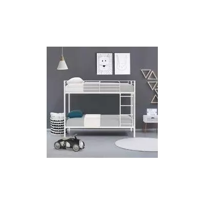 Lits superposés métal blanc séparables - Sommiers inclus - 2 x 90x190 cm