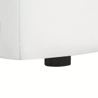 Lit coffre adulte capitonné VIRGINIA 160x200 cm - Simili blanc - FSC 100% - Sommier inclus