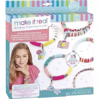 Kit de Fabrication de Bijoux Make It Real - Heishi Jours d'Été - Enfants 8 ans - Lansay