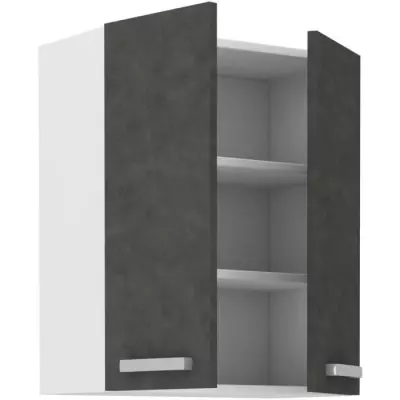 Meuble haut portes battantes - Gris mat - Style et rangement - LASSEN