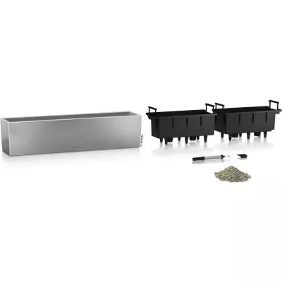Pot de fleur LECHUZA Balconera Steel 80, gris perle satiné - Design moderne et pratique