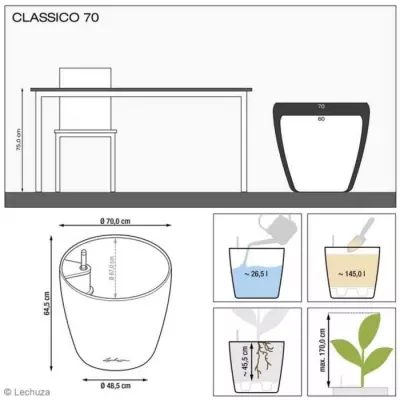 Pot de fleur LECHUZA Classico Premium 70 - anthracite métallisé