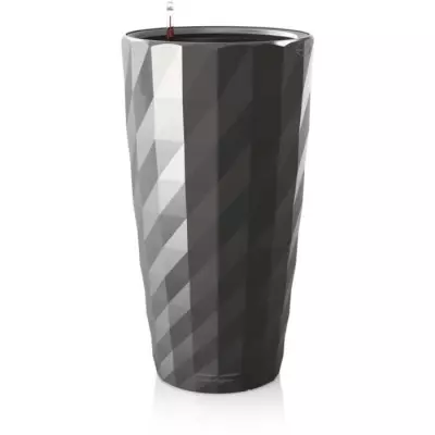 Pot de fleur LECHUZA Diamante Premium - anthracite métallisé, kit complet