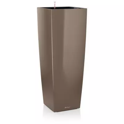 Jardinière Cubico Alto 40 Taupe brillant - Tout-en-un pour un jardinage facile