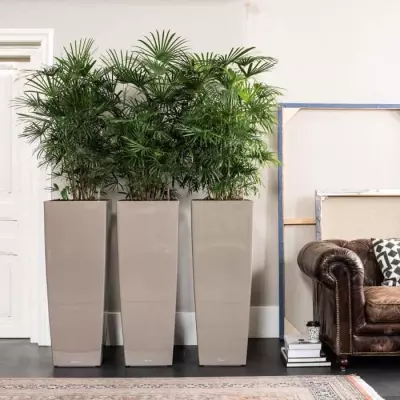 Jardinière Cubico Alto 40 Taupe brillant - Tout-en-un pour un jardinage facile
