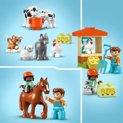 LEGO 10416 DUPLO Ma Ville Prendre Soin des Animaux de la Ferme - Jouet Educatif Bébés