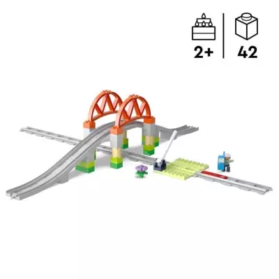 Extension LEGO DUPLO Ma ville : Les rails et le pont du train