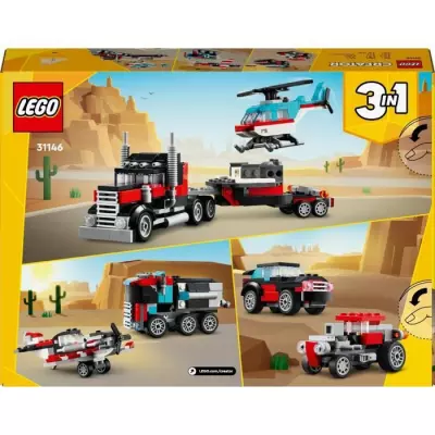 LEGO 31146 Creator 3en1 Le Camion Remorque avec Hélicoptere, Jouet d'Hélicoptere et Camion