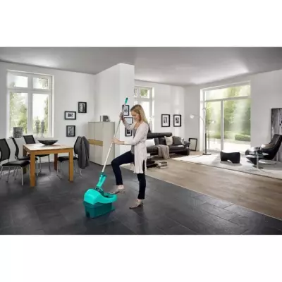 Ensemble balai serpillère seau essoreur à roulettes Leifheit Profi XL Mobile 55096