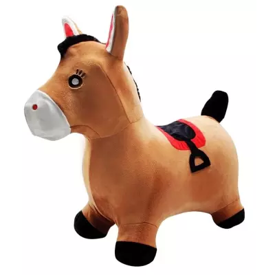 Porteur LEXIBOOK - Cheval Sauteur Gonflable en Peluche - Design 2-en-1