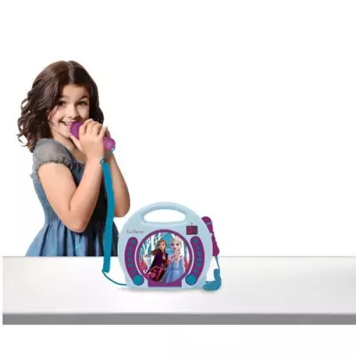 Lecteur CD portable La Reine des Neiges avec 2 micros - LEXIBOOK