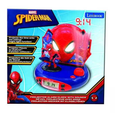 Réveil projecteur Spider-Man avec effets sonores et veilleuse - LEXIBOOK