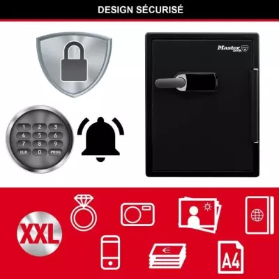 Coffre-fort ignifugé avec code tactile et alarme - 56,5 L