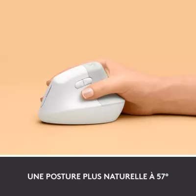 Souris Logitech Lift Ergonomique Verticale Sans Fil Blanc - Silencieuse