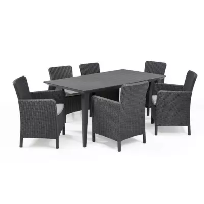 Table de jardin rectangulaire 160cm gris graphite en résine - Lima Allibert