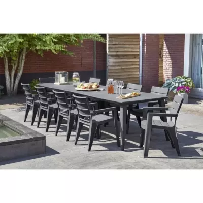 Table de jardin rectangulaire 320 cm Graphite - ALLIBERT BY KETER - Lima - 8 à 12 pers.