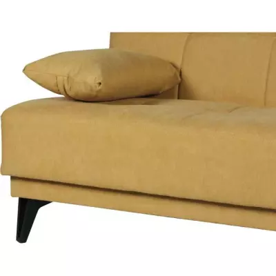 Banquette convertible 3 places LIMRA - Tissu moutarde - Coffre de rangement