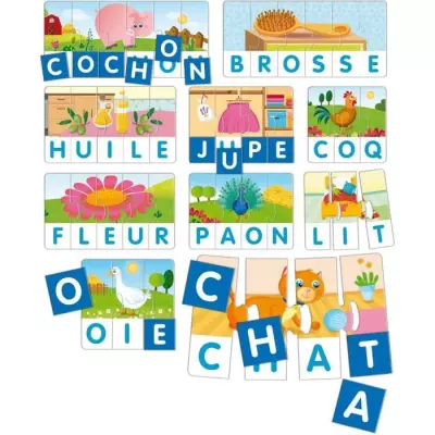 Jeu d'apprentissage Lettres et Mots - Carotina : apprendre à lire et écrire (26x19x6 cm)