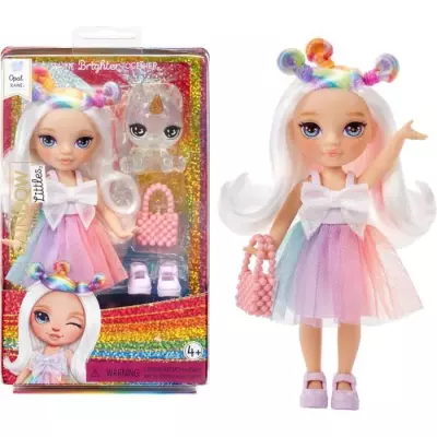 Duo adorable : Poupée 15cm + animal de compagnie - Arc-en-Ciel
