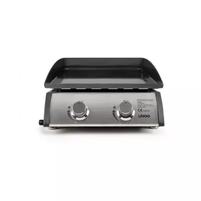 Plancha à gaz LIVOO DOC296 - 2 brûleurs - Gris, Compact et Performant