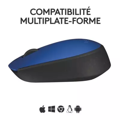 Souris Logitech M171 Sans Fil Ambidextre Bleu - Compacte et Ergonomique