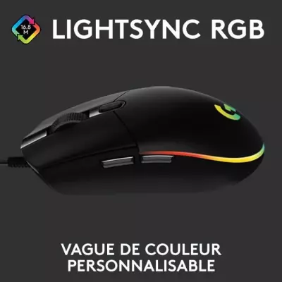 Souris gamer filaire Logitech G203 Lightsync RGB Noir