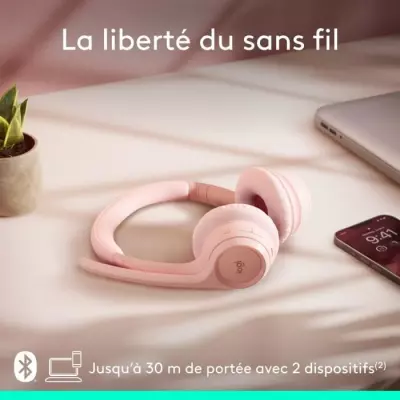 Casque Sans fil Logitech Zone 300 Rose - Compact et performant