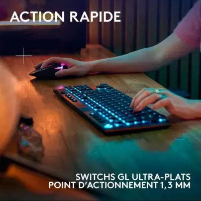 Clavier gamer sans fil Logitech G915 TKL X - Switch clicky - AZERTY - Noir