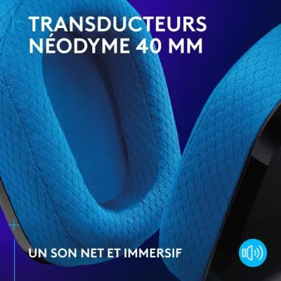 Casque gamer Logitech G535 Lightspeed sans fil - Noir/Bleu