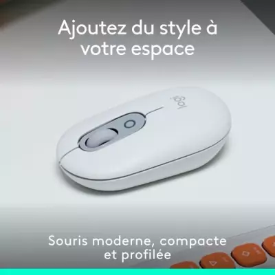 Souris sans fil Logitech Pop Mouse - Blanc cassé - Compact et élégant