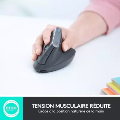 Souris Logitech MX Vertical Gris - Design Ergonomique