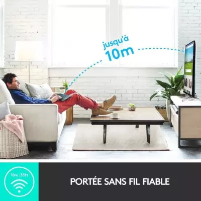 Clavier TV sans fil Logitech K400 Plus AZERTY Noir