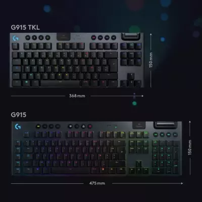 Clavier gamer sans fil Logitech G915 TKL noir - Rétroéclairé