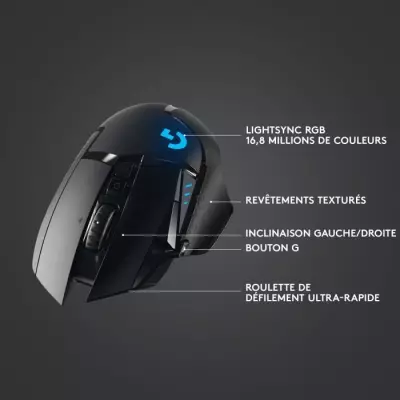 Souris Gamer Sans Fil Logitech G502 Hero Noir - Performances exceptionnelles Souris Gamer Sans Fil Logitech G502 Hero Noir - Performances exceptionnelles