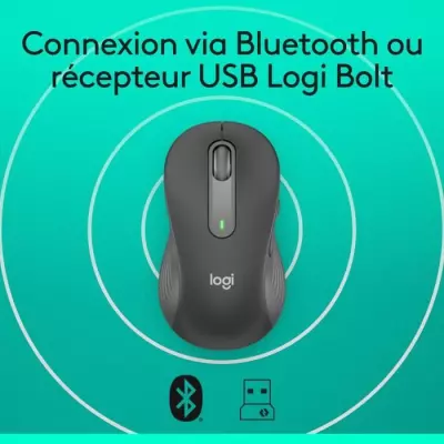 Souris sans fil Logitech M650 Gaucher Graphite - Compact et ergonomique