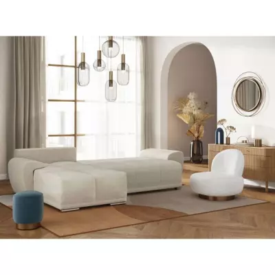 Canapé d'angle convertible 4 places CASSANDRA - Beige - FSC® 100% - L270 x P181 x H89cm