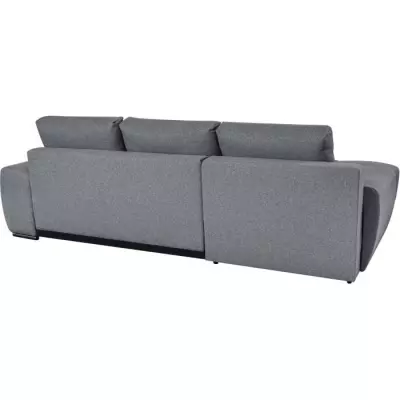 Canapé d'angle convertible CASSANDRA avec coffre en tissu - Gris - L270 x P181 x H89cm