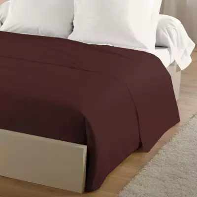 Drap Plat 100% coton 180x290 cm - Marron responsable et certifié Oeko-Tex