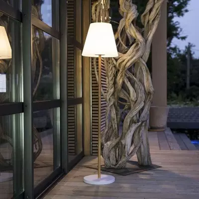 Lampe de table solaire et rechargeable LUMISKY STANDY MINI WOOD SOLAR H25 cm - LED blanc chaud et blanc dimmable