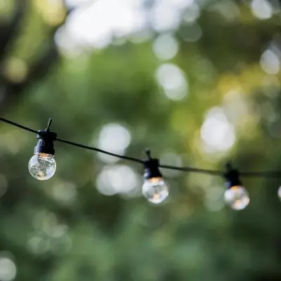 Guirlande lumineuse extérieure Party Clear - LUMI JARDIN - 20 globes LED - Blanc chaud