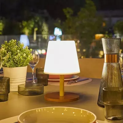 Lampe de table sans fil LUMISKY STANDY MINI WOOD - H25 cm - Design en bambou naturel