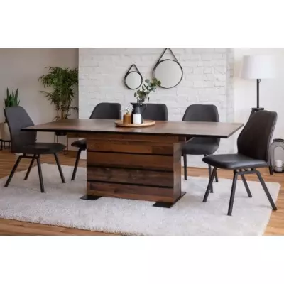 Table extensible Boisé Old Style et noir MANHATTAN - L 160-200 cm
