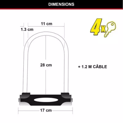 Antivol U avec Câble MASTER LOCK XL - Sécurité maximale