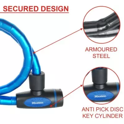 Antivol Vélo Cable Masterlock 1m x Ø18mm - Coloris aléatoire