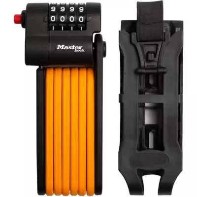 Antivol Vélo à Code MASTER LOCK 8336EURDPRO - Acier Trempé, Combinaison Programmable, Support Inclus