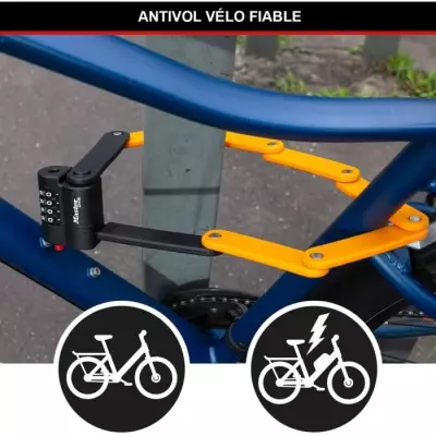 Antivol Vélo à Code MASTER LOCK 8336EURDPRO - Acier Trempé, Combinaison Programmable, Support Inclus